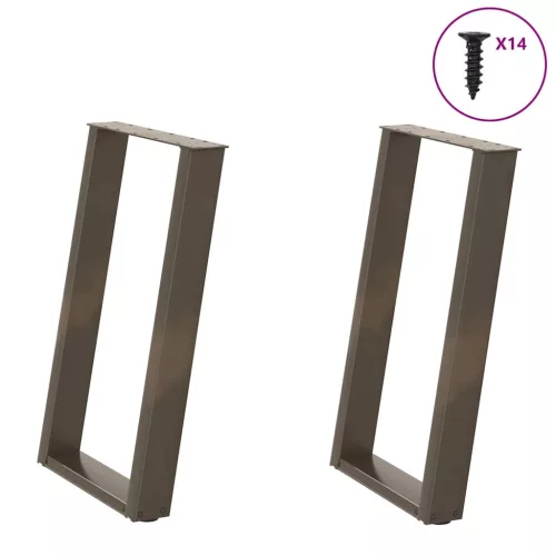 2 db U alakú étkezőasztal láb natúr acélból 60 x (72-73) cm