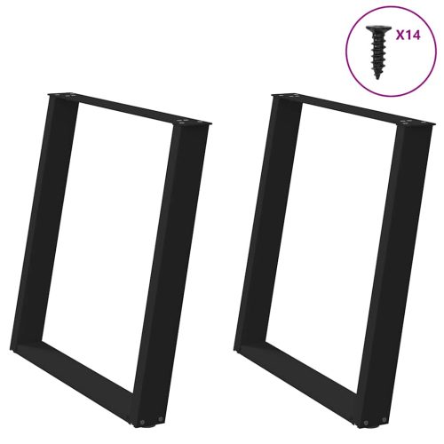 2 db U alakú étkezőasztal láb fekete, 70 x (72-73) cm acél