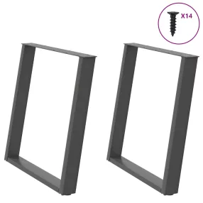   2 db antracitszürke, U alakú étkezőasztal láb 70 x (72-73) cm acél