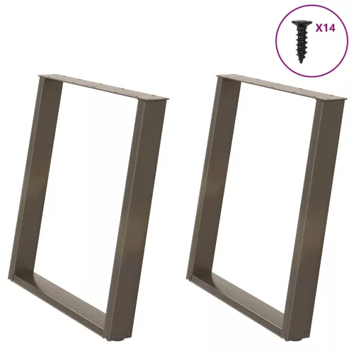 2 db U alakú étkezőasztal láb natúr acélból 70 x (72-73) cm