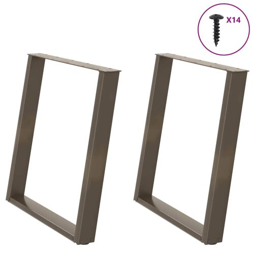2 db U alakú étkezőasztal láb natúr acél 80x(72-73) cm