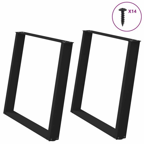 2 db U alakú étkezőasztal láb fekete, 90 x (72-73) cm acél