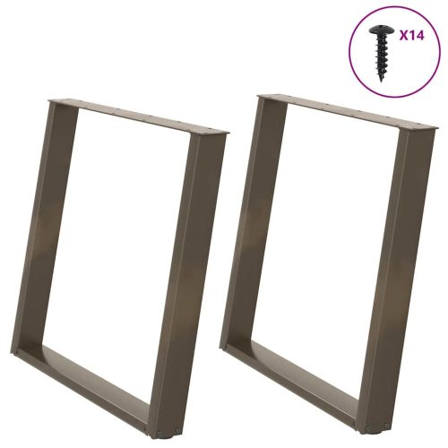 2 db U alakú étkezőasztal láb natúr acélból 90 x (72-73) cm