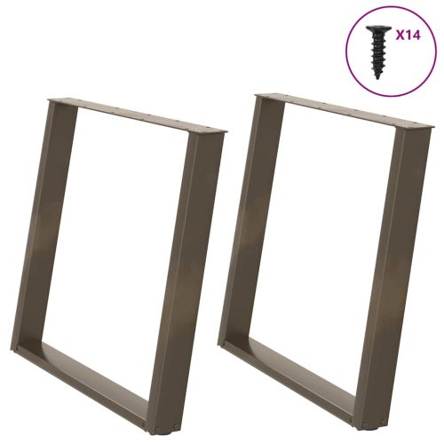 2 db U alakú étkezőasztal láb natúr acélból 100 x (72-73) cm acél