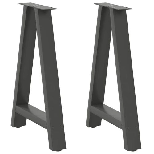 2 db antracitszürke A-alakú acél étkezőasztal láb 50x(72-73) cm