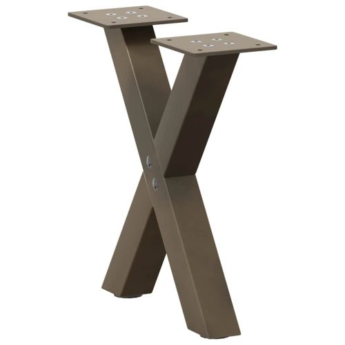 2 db X alakú natúr acél dohányzóasztal láb 40x(30-31) cm