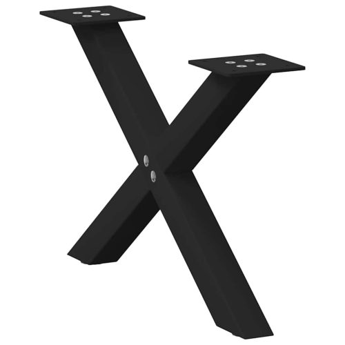 2 db fekete, X alakú acél dohányzóasztal láb 50 x (30-31) cm