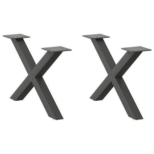 2 db antracitszürke X-alakú acél dohányzóasztal láb 60x(30-31) cm