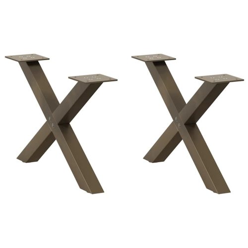 2 db X alakú natúr acél dohányzóasztal láb 60 x (30-31) cm
