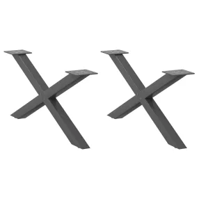   2 db antracitszürke X-alakú acél dohányzóasztal láb 70x(30-31) cm