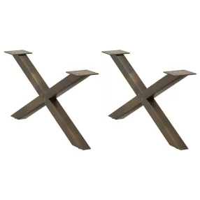   2 db X alakú natúr acél dohányzóasztal láb 70x(30-31) cm