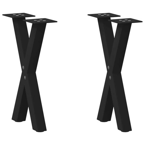 2 db fekete, X alakú acél dohányzóasztal láb 28 x (42-43) cm