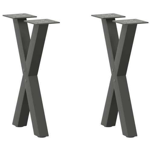 2 db antracitszürke X-alakú acél dohányzóasztal láb 38x(42-43) cm