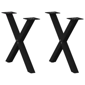   2 db fekete, X alakú acél dohányzóasztal láb 50 x (42-43) cm