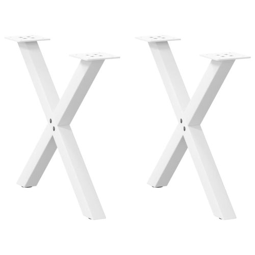 2 db fehér, X alakú acél dohányzóasztal láb 60 x (42-43) cm