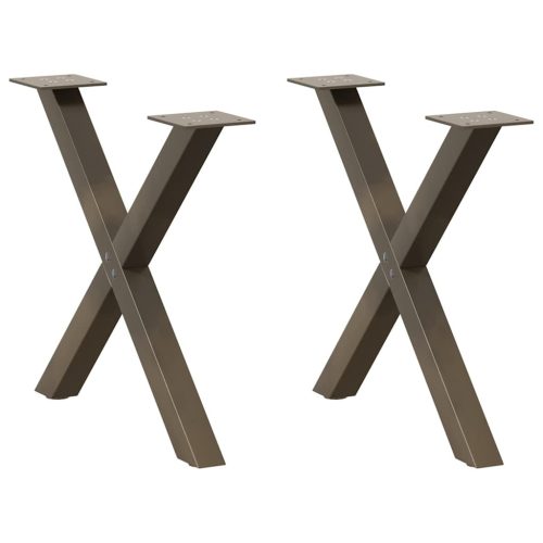 2 db X alakú natúr acél dohányzóasztal láb 60 x (42-43) cm