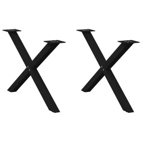   2 db fekete, X alakú acél dohányzóasztal láb 70 x (42-43) cm