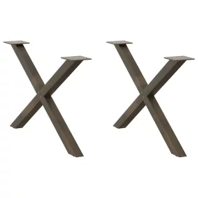   2 db X alakú natúr acél dohányzóasztal láb 70 x (42-43) cm