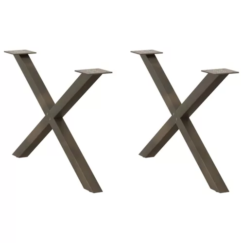 2 db X alakú natúr acél dohányzóasztal láb 70 x (42-43) cm