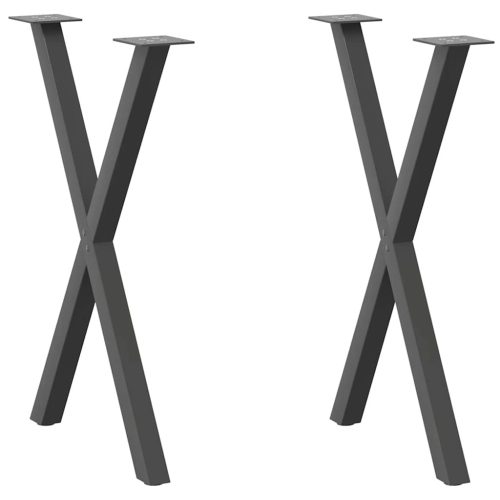 2 db antracitszürke X-alakú acél étkezőasztalláb 57x(72-73) cm