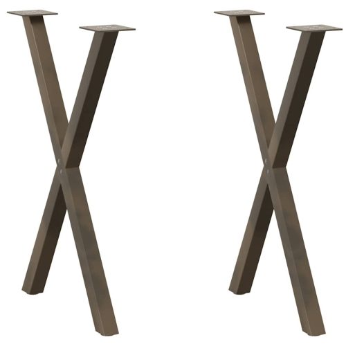 2 db X alakú étkezőasztal láb natúr acélból 60 x (72-73) cm acél