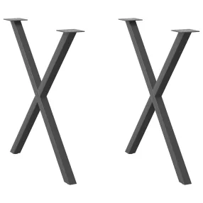   2 db antracitszürke X-alakú acél étkezőasztal láb 70x(72-73) cm