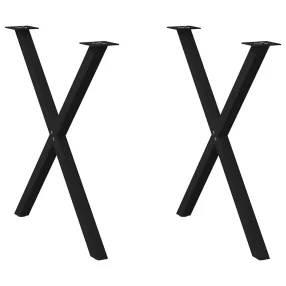   2 db X alakú étkezőasztal láb fekete 80 x (72-73) cm acél étkezőasztal láb