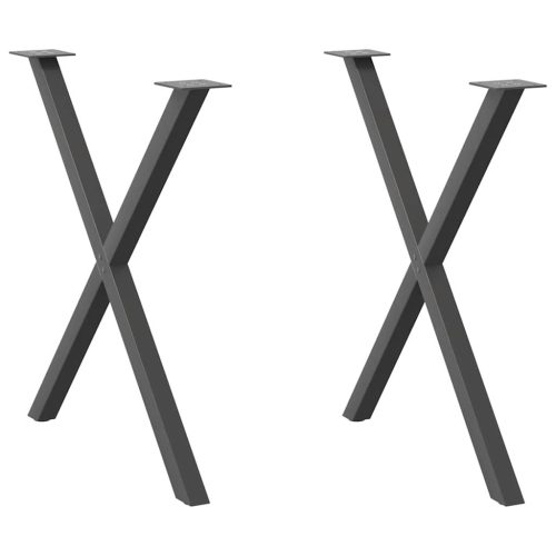 2 db antracitszürke X alakú acél étkezőasztal láb 80x(72-73) cm