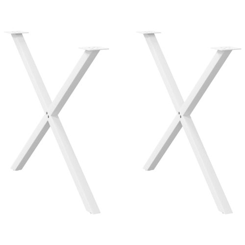 2 db X alakú étkezőasztal láb fehér 90 x (72-73) cm acél étkezőasztal láb