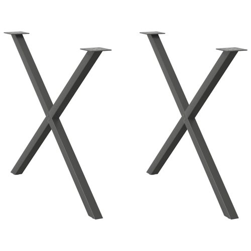 2 db antracitszürke X alakú acél étkezőasztal láb 90 x (72-73) cm