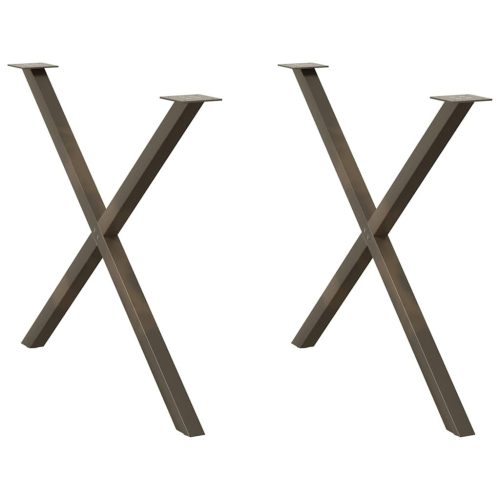 2 db X alakú étkezőasztal láb natúr acél 90 x (72-73) cm acél