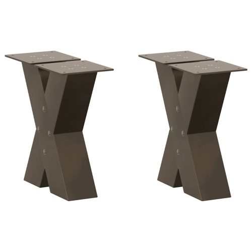 2 db X alakú natúr acél dohányzóasztal láb 30x(30-31) cm