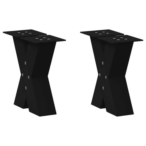 2 db fekete, X alakú acél dohányzóasztal láb 40 x (30-31) cm