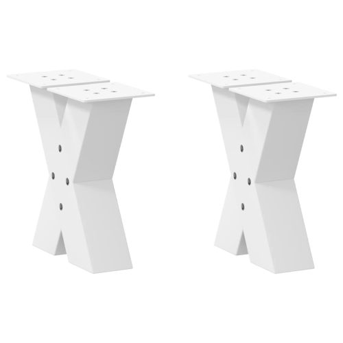 2 db fehér, X alakú acél dohányzóasztal láb 40 x (30-31) cm