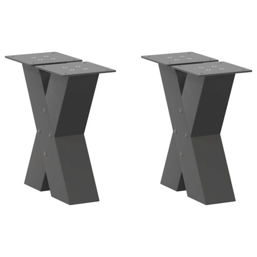 2 db antracitszürke X-alakú acél dohányzóasztal láb 40x(30-31) cm
