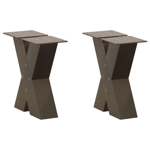 2 db X alakú natúr acél dohányzóasztal láb 40x(30-31) cm