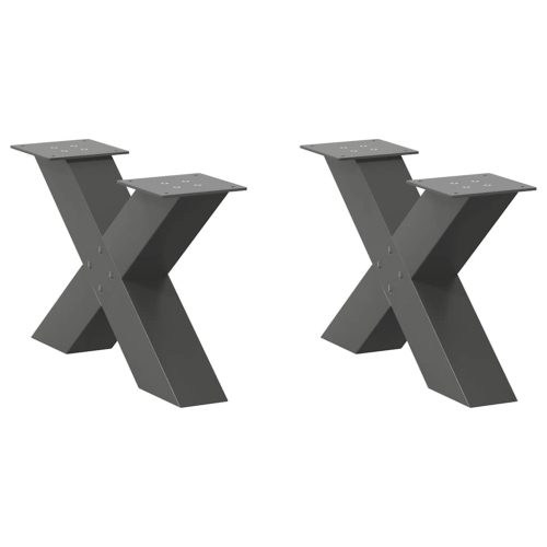 2 db antracitszürke X-alakú acél dohányzóasztal láb 50x(30-31) cm
