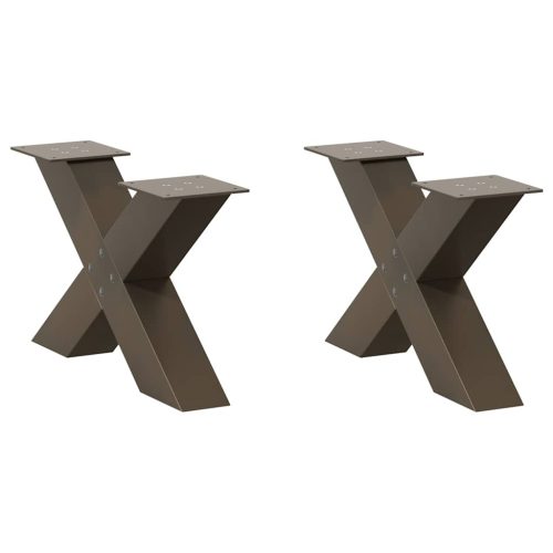 2 db X alakú natúr acél dohányzóasztal láb 50x(30-31) cm