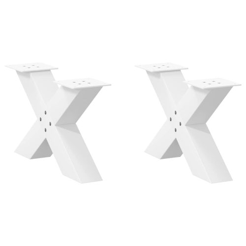 2 db fehér, X alakú acél dohányzóasztal láb 60 x (30-31) cm