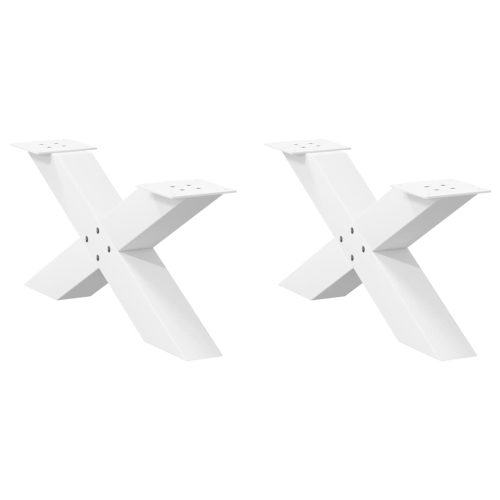 2 db fehér, X alakú dohányzóasztal láb 70 x (30-31) cm acél