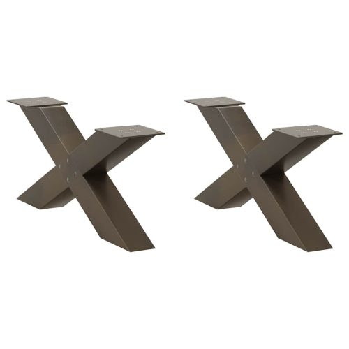 2 db X alakú natúr acél dohányzóasztal láb 70x(30-31) cm