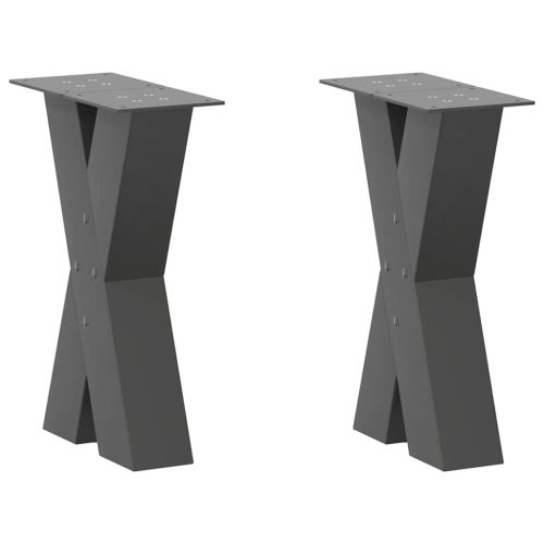 2 db antracitszürke X-alakú acél dohányzóasztal láb 28 x (42-43) cm