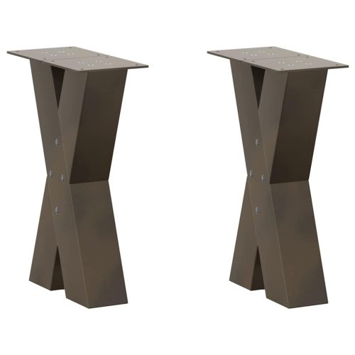 2 db X alakú natúr acél dohányzóasztal láb 28 x (42-43) cm