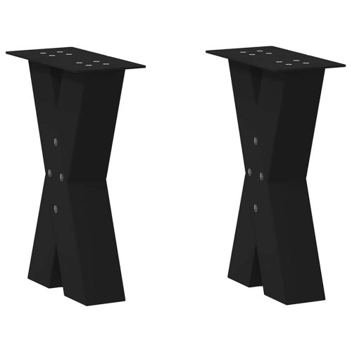 2 db fekete, X alakú acél dohányzóasztal láb 38 x (42-43) cm