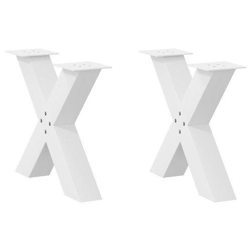2 db fehér, X alakú acél dohányzóasztal láb 50 x (42-43) cm