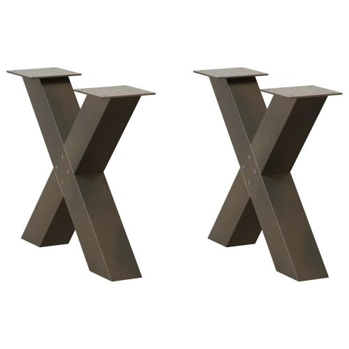 2 db X alakú natúr acél dohányzóasztal láb 50 x (42-43) cm
