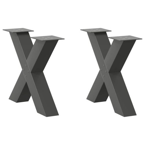 2 db antracitszürke X-alakú acél dohányzóasztal láb 60 x (42-43) cm