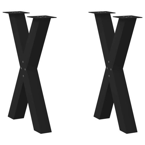 2 db X alakú étkezőasztal láb fekete acél 60 x (72-73) cm