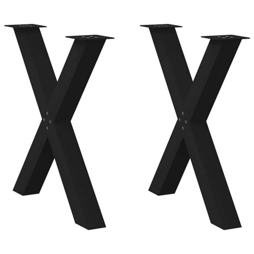 2 db X alakú étkezőasztal láb fekete, 70 x (72-73) cm acél