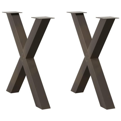 2 db X alakú étkezőasztal láb natúr acél 80x(72-73) cm acél